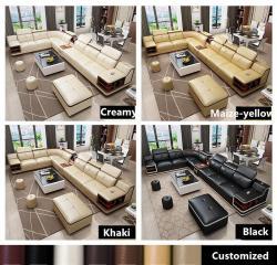 Классический набор диванов из натуральной кожи в американском стиле для гостиной