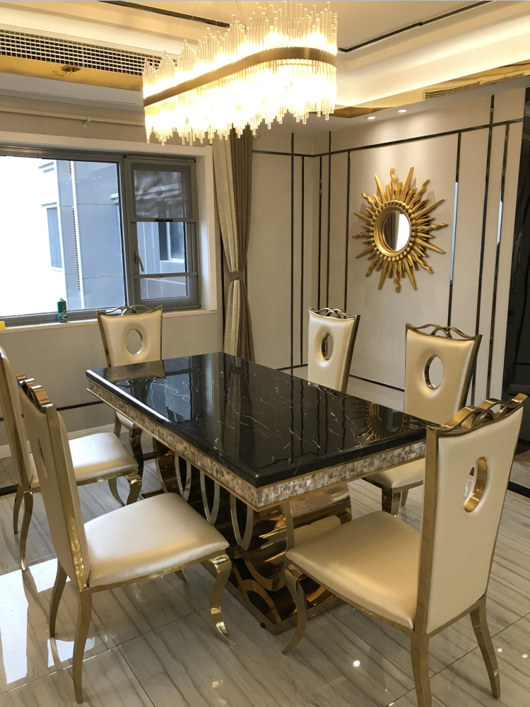 Мраморный домашний обеденный стол