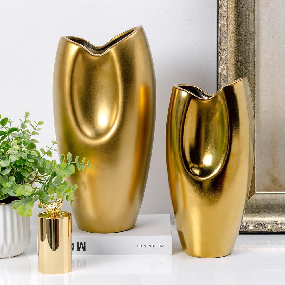 Роскошная фарфоровая ваза для украшения дома и отеля золотого цвета