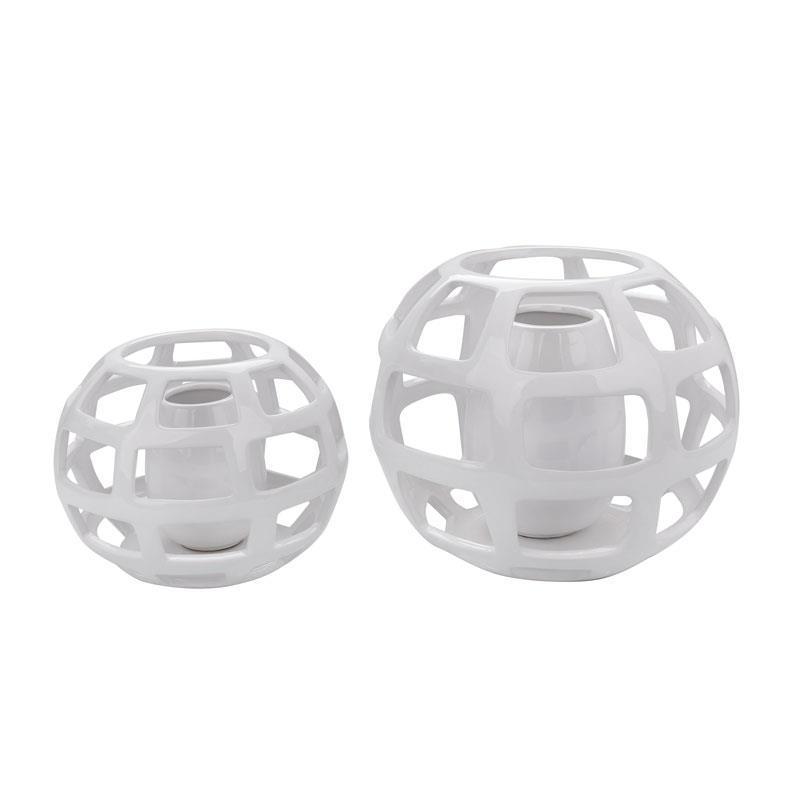 Белая напольная ваза для интерьера