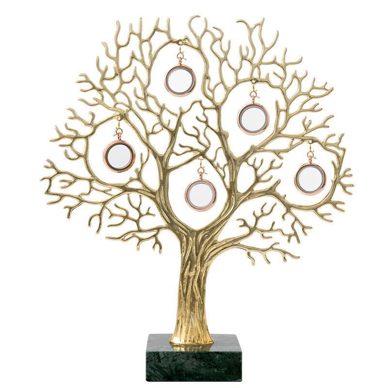 Элегантное золотое металлическое украшение в виде дерева