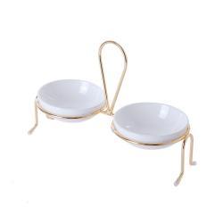 Два маленьких десертных блюдца на позолоченной подставке