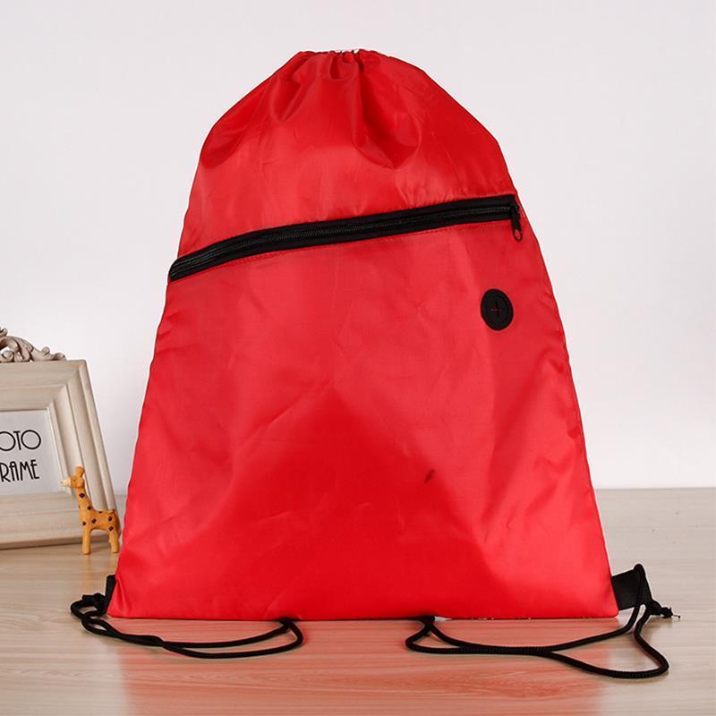 Спортивная нейлоновая сумка на шнурке с карманом на молнии