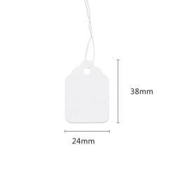 Бирка из переработанной белой бумаги 24x38 мм со шнурком