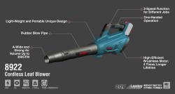 Аккумуляторная вакуумная воздуходувка для листьев Ronix New Design Model 8922 20V