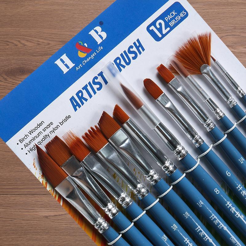 Набор из 12 нейлоновых кистей для рисования