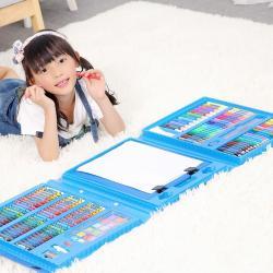 Набор канцелярских принадлежностей синего цвета для детей, 208 шт.