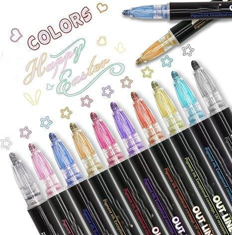 Маркерные ручки с блестками и двойной линией, 3 мм для искусства (арт. 21101951)