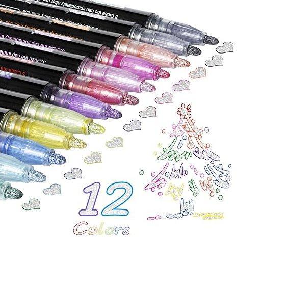 Маркерные ручки с двойной линией для открыток и рисования на камнях (арт. 21101952)