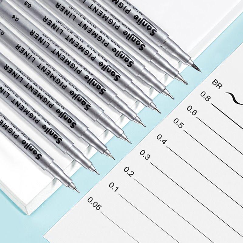 Набор черных микроручек для художественных эскизов и иллюстраций (арт. 21102024)