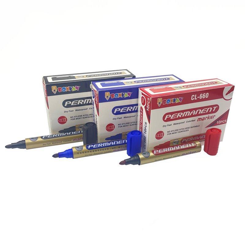 Перманентные маркеры Bonvan, водостойкие, для школы, черные и синие (арт. 21102058)