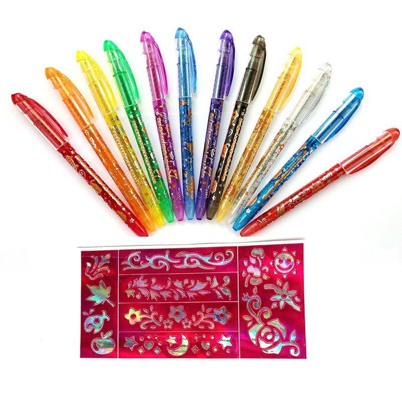 Гелевая ручка для нанесения блестящих татуировок с трафаретом (арт. 21082045)