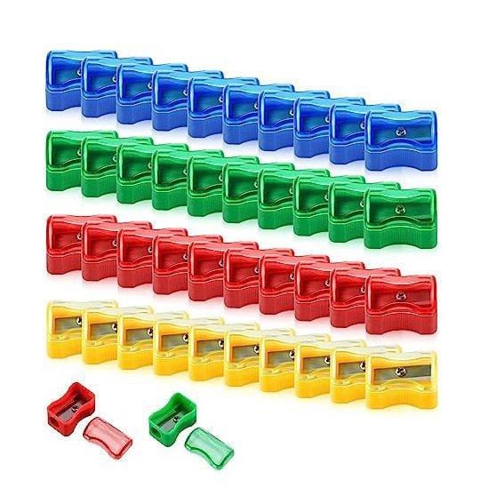 Пластиковая точилка для карандашей с двумя отверстиями и ластиком для детей (арт. 21082143)