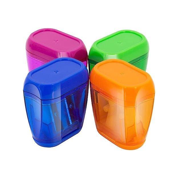 Компактная точилка для карандашей с двумя отверстиями, 4 предмета, логотип на крышке (арт. 21082362)