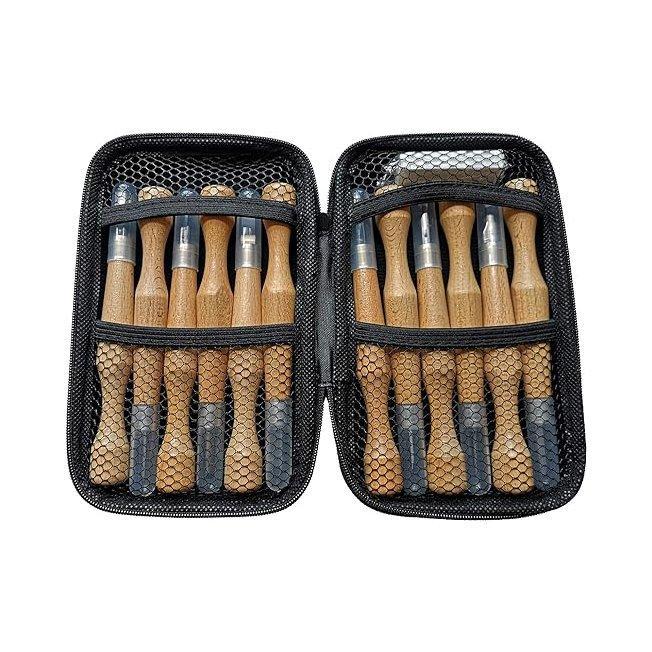 Набор инструментов для резьбы по дереву с полотняным футляром и стамесками (арт. 21082423)