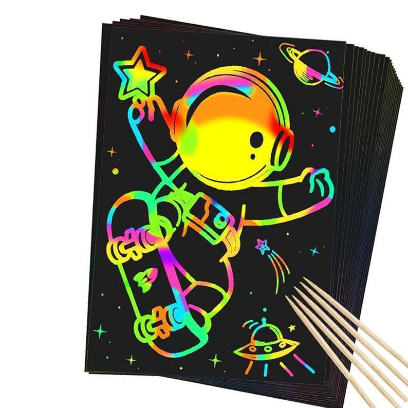 Скретч-листы из радужной бумаги Magic Paper Black, подарок для детей (арт. 21082447)