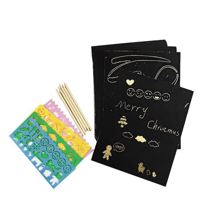 Радужная скретч-бумага с объемными шаблонами и наклейками для детей (арт. 21082454)