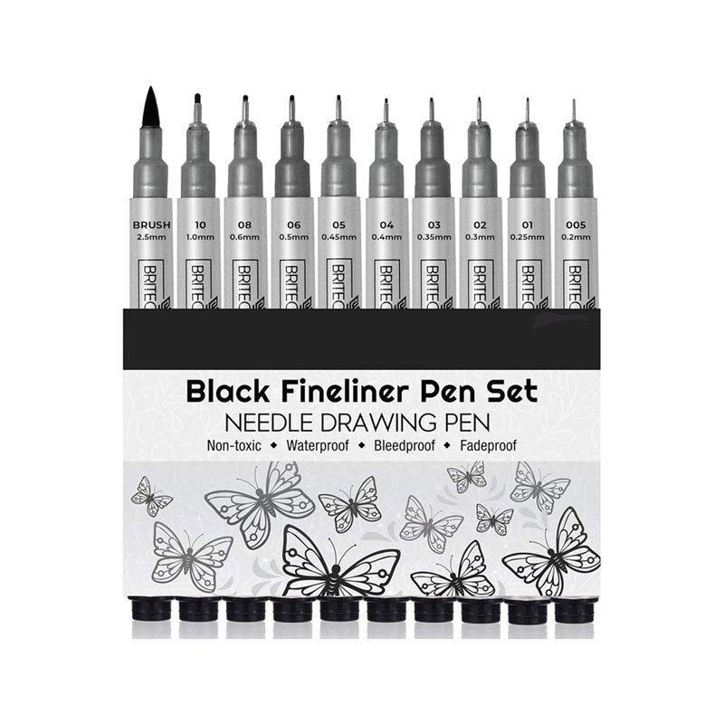 Черные микроручки для ежедневников и рукоделия, набор 12 шт. (арт. 21102027)