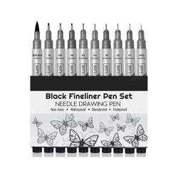 Черные микроручки для ежедневников и рукоделия, набор 12 шт. (арт. 21102027)