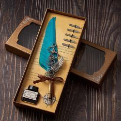 Металлическая перьевая ручка для каллиграфического письма, голубое перо (арт. 21082036)