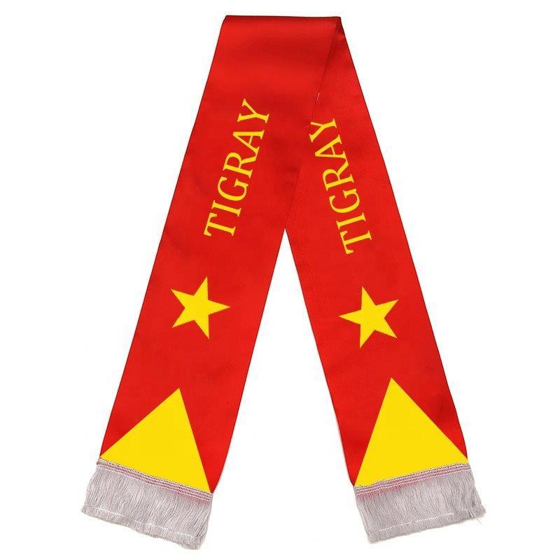 Футбольный шарф Tigray с белой кисточкой, изготовленный на заказ (арт. 21102688)