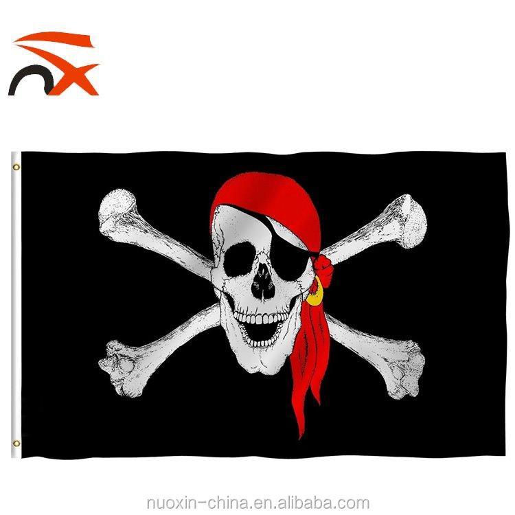 Пиратский флаг "Сундук мертвеца" с красной банданой 3x5 футов (арт. 21102872)