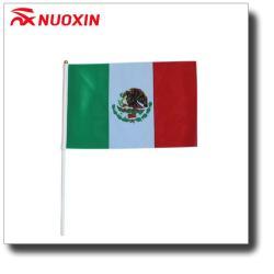 Печатный флажок с логотипом и пластиковым шестом, красно-белый-синий (арт. 21102705)