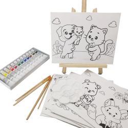 Набор для рисования для детей, 26 предметов, мдф-рамка и мольберт из сосны (арт. 04111546)