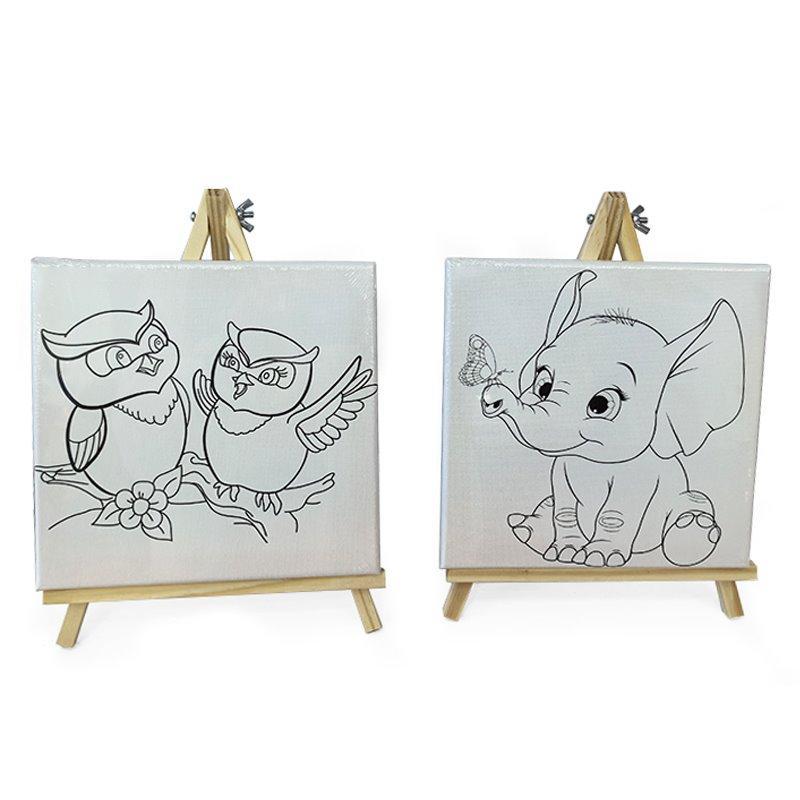 Детский набор для рисования с мультяшными рисунками и холстом на раме (арт. 04111554)