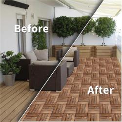 Плитка из акации 30x30 см с пластиковым основанием, 12 планок, для террасы (арт. 04111841)