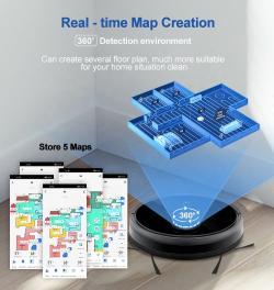 Мини робот-пылесос с функцией влажной и сухой уборки и навигацией Lidar (арт. 04111314)