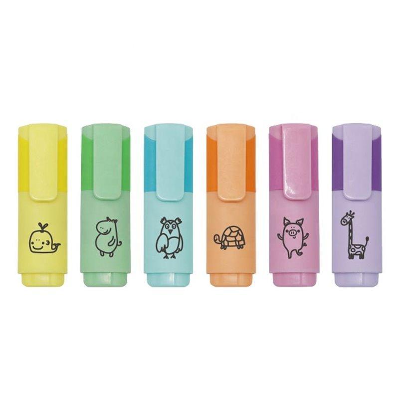 Набор из 6 пастельных флуоресцентных маркеров для заметок, канцелярия для офиса и школы (арт. 2711792)