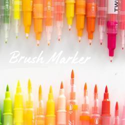 Маркеры для каллиграфии и живописи, тонкий и кистевой наконечник, для рисования и письма (арт. 2711783)