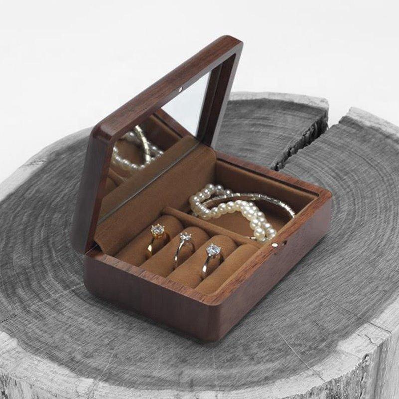 Прямоугольная бамбуковая шкатулка с зеркалом, винтажный стиль (арт. 2611639)