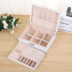 Двухслойная кожаная шкатулка для украшений с замком, подарочный набор (арт. 2611636)