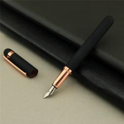 Металлическая перьевая ручка с черным корпусом и розовым золотом, на заказ (арт. 2611644)