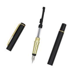 Черная металлическая перьевая ручка с логотипом, на заказ (арт. 2611650)