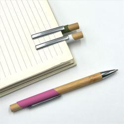 Бамбуковая ручка с цветным корпусом, экологичная шариковая ручка (арт. 2611664)