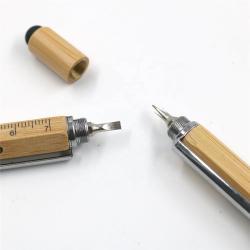 Многофункциональная бамбуковая ручка 7 в 1 с линейкой и отверткой, портативный инструмент (арт. 2611665)