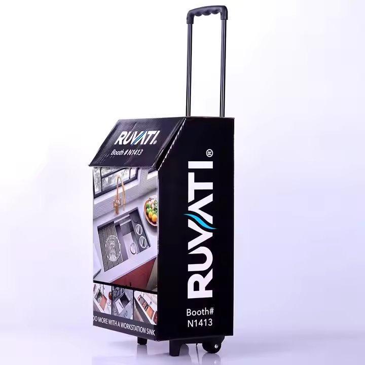 Картонный trolley box с двойными стенками, складывающийся для выставок с колесами (арт. 1112995)