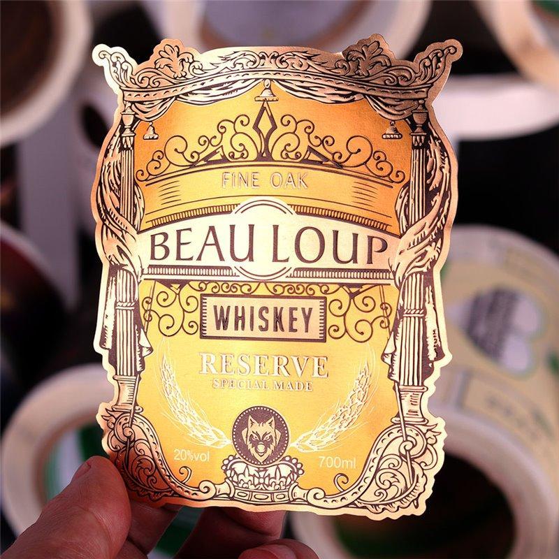 Горячие продажи металлических наклеек для бутылок вина, кастомные наклейки с роскошным дизайном (арт. 1113030)