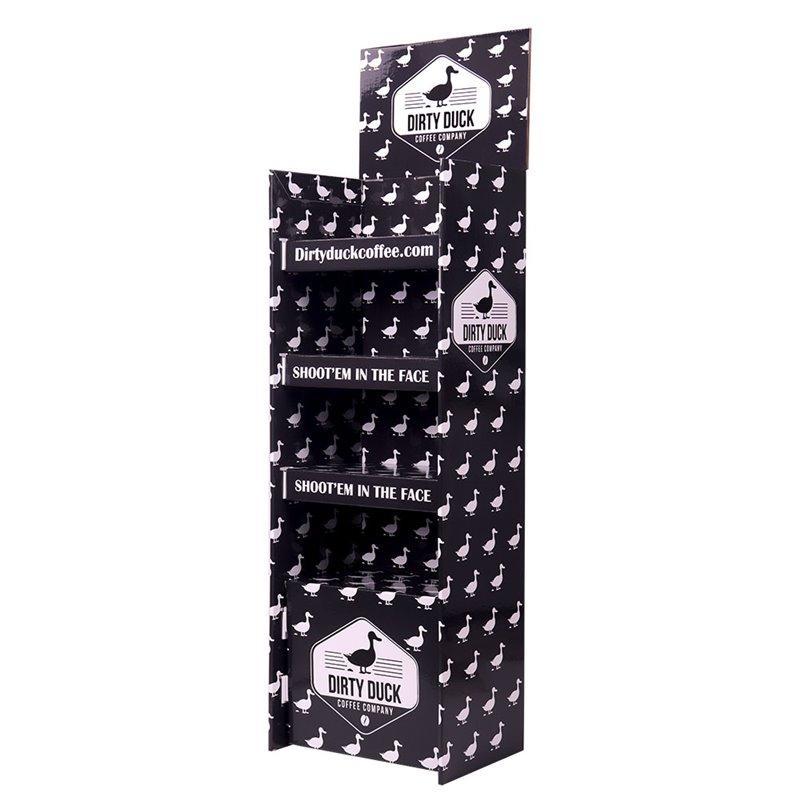 Глянцевая черная картонная стойка для продукции в кафе с полками (арт. 1112909)