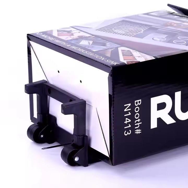 Картонный trolley box с двойными стенками, складывающийся для выставок с колесами (арт. 1112995)