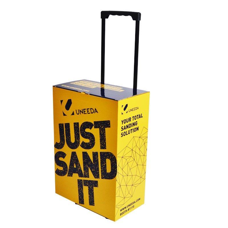 Картонный роллер с печатью для выставок, бумажный trolley box с колесами для торговых выставок (арт. 1112997)