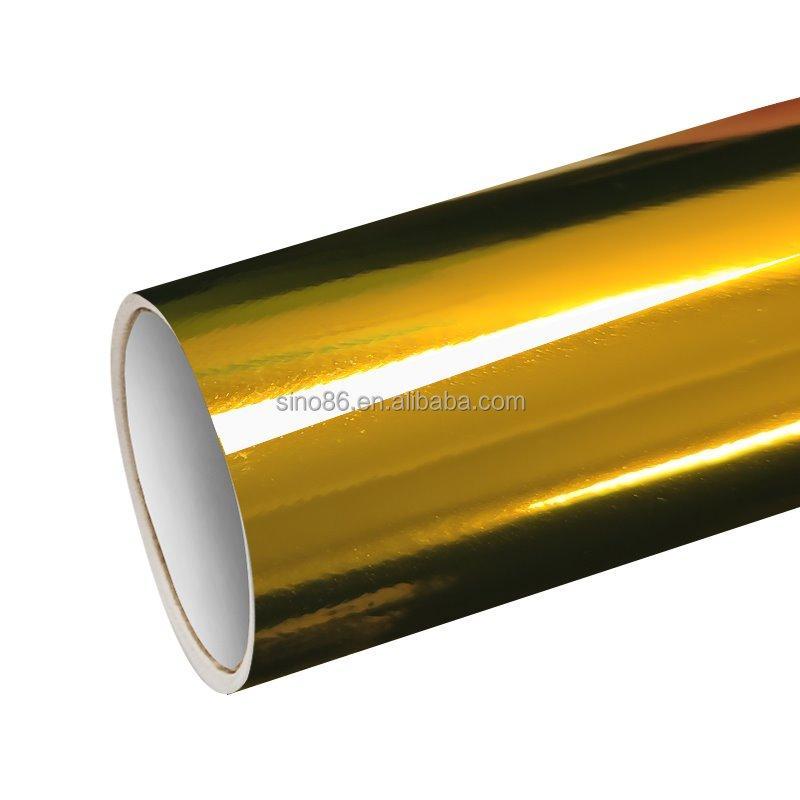 Зеркальная глянцевая золотая автомобильная плёнка без пузырей (арт. 1312463)