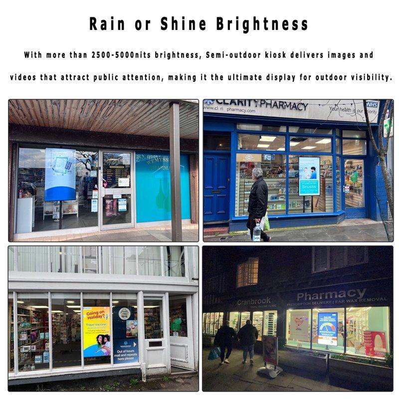 Полуоткрытый рекламный LCD дисплей 43, 49, 55, 65 дюймов, яркость 2500-5000 нит (арт. 16121227)