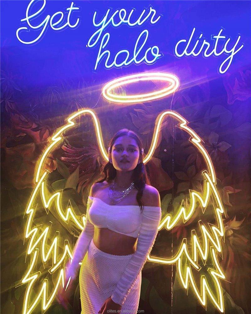 Неоновая вывеска "Dirty angel wings", акриловая LED подсветка для спальни, dropshipping (арт. 13121045)