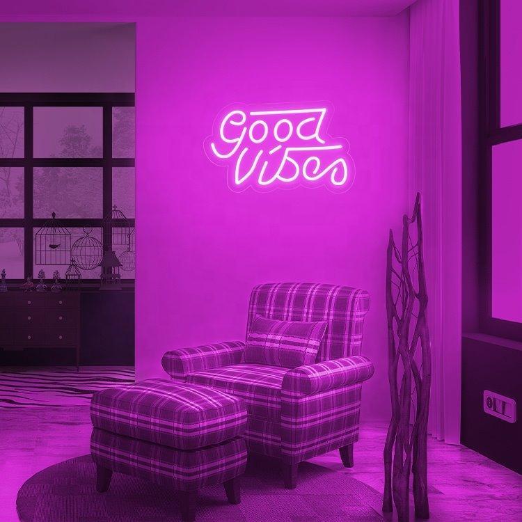 Персонализированная LED неоновая вывеска "Good vibes" для декора спальни (арт. 13121055)