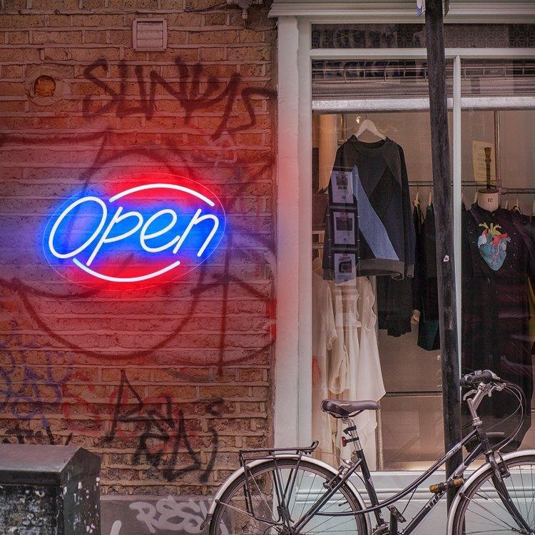 Светодиодная вывеска для бизнеса "OPEN", на заказ для декора магазина или бара (арт. 13121056)