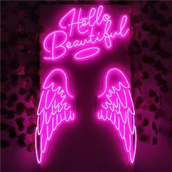 Неоновая вывеска "Dirty angel wings", акриловая LED подсветка для спальни, dropshipping (арт. 13121045)